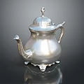 Elegant Silver Teapot With Decorative Lid Curved Spout And Sturdy Base 3d model