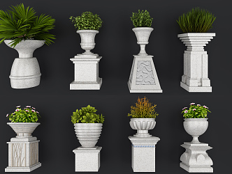 European Style Flower Bowl Flower Bowl Flower Potted Plant Combination 3d model