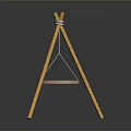 Yellow Tripod Portable Table with Decorative Crown Top and Round Tray Stand