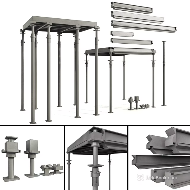 Construction Components Featuring Steel Beams Metal Pillars And Structural Brackets 3d model 