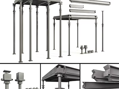 Construction Components Featuring Steel Beams Metal Pillars And Structural Brackets 3d model