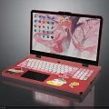 Pink Electronic Laptop With Anime Girl Wallpaper And Cute Keyboard Stickers