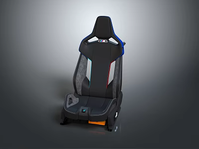 Modern Sporty Airplane Seat With Black Blue Red Accents And Ergonomic Design Structure 3d model