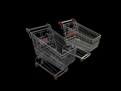 Two Metal Shopping Carts Public Facility For Retail And Supermarket Use 3d model