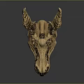 Game Movie Character Mythical Dragon Skull Detailed 3D Model With Horns And Sharp Fangs