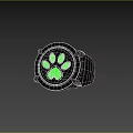 Black Ring With Green Paw Print Stylish Unique Jewelry Design Piece