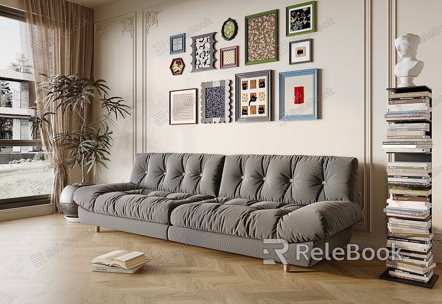 Modern double sofa multiplayer sofa model