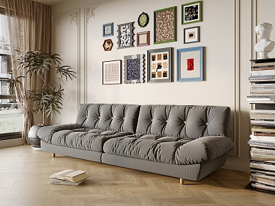 Modern double sofa multiplayer sofa model