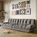 Modern double sofa multiplayer sofa 3d model