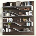 Stylish Decorative Ornaments Set Arranged On Modern Shelves With Books Plants Vases And Photo Frames