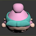 Cute 3D Game Movie Character With Pink Hair Blue Bow Purple Eyes And Cloud Sweater