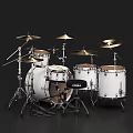 White TAMA Drum Set With Complete Cymbals And Percussion Musical Instrument Kit