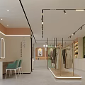 Modern Women's Clothing Store Interior With Dresses And Fitting Area