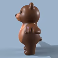 Cute Brown Cartoon Bear Figure With Open Arms 3D Model Design