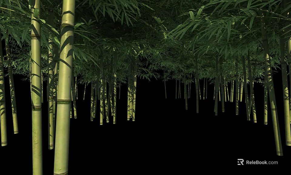 Lush Bamboo Forest with Tall Green Stalks and Dense Leaves 3d model 