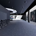Modern HUAWEI Car Exhibition Hall Design With Reception Desk And Background Screen