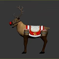 Christmas Themed Reindeer Decoration With Red Nose Decorative Saddle And Ornamental Barrels