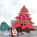 Christmas Themed Decorative Ornament Set With Tree Shaped Design Small Bags And Snowflake Patterns