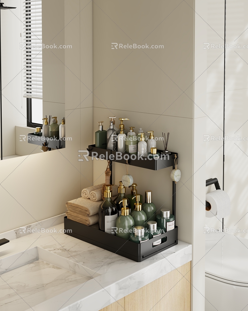 Bathroom Supplies Bathroom Small Parts Storage Rack Under Sink Storage Rack Skin Care Products Cosmetics 3d model