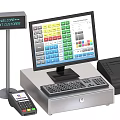 Business Equipment Cash Register System With Customer Display Monitor Keyboard Receipt Printer And Payment Terminal