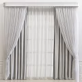 Elegant Light Gray Curtains With Sheer Layer And Tie Backs Window Treatment 3d model