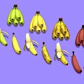 Various Ripe And Unripe Bananas Including Green Yellow Spotted Red And Peeled Varieties