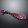 Traditional Red Pipa With Intricate Patterns For Home Living Decoration