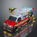 minibus minivan driverless bus school bus van box car 3d model