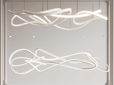 Elegant Modern Curved Twisted LED Chandelier With Sleek Design For Interior 3d model