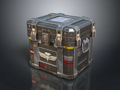 Rugged Industrial Equipment Storage Case With Reinforced Handle Secure Latches Emblem And Red Stripes 3d model