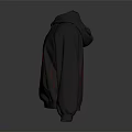 Gray Hoodie With Red Flame Design On Sleeves And Front Pocket