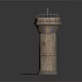 Lighthouse Style Scenic Structure With Cylindrical Tower Platform Railing And Cable