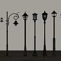 Outdoor Lights Multiple Black Pole Styles With Classic Lantern Shades For Garden