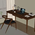 Quiet Ancient Style Desk and Chair Solid Wood Computer Desk and Chair Solid Wood Single Chair Writing Desk Learning Desk and Chair Office Desk and Chair Finished Desk Computer Decoration Combination 3d model