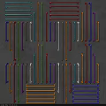 Colorful Pipes Arranged Background Wall Design With Bright Hues And Geometric Patterns