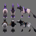 Mythical Fantasy Mounts Collection With Unicorn Zebra Striped And Colored Saddled Designs
