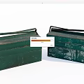 Vintage Green Metal Toolboxes With Handles And Worn Surface Design