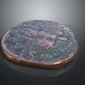 Ancient Bronze Coin Sculpture With Intricate Carved Patterns And Historical Inscriptions