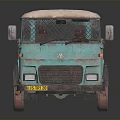 Teal Truck With White Roof And Open Cargo Bed On Reflective Surface