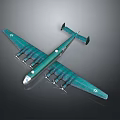 Green Airplane Model With Four Propellers Long Wings And Fuselage Marking