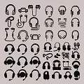 Various Headphone Shaped Keychain Accessories Featuring Multiple Design Styles and Uses 3d model