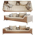 Modern Beige Sectional Sofa With Plush Cushions And Upholstered Design 3d model