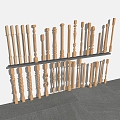 Simple European Railing Guardrail Component Wooden Fence Column Barrier Column Fence Component Column 3d model