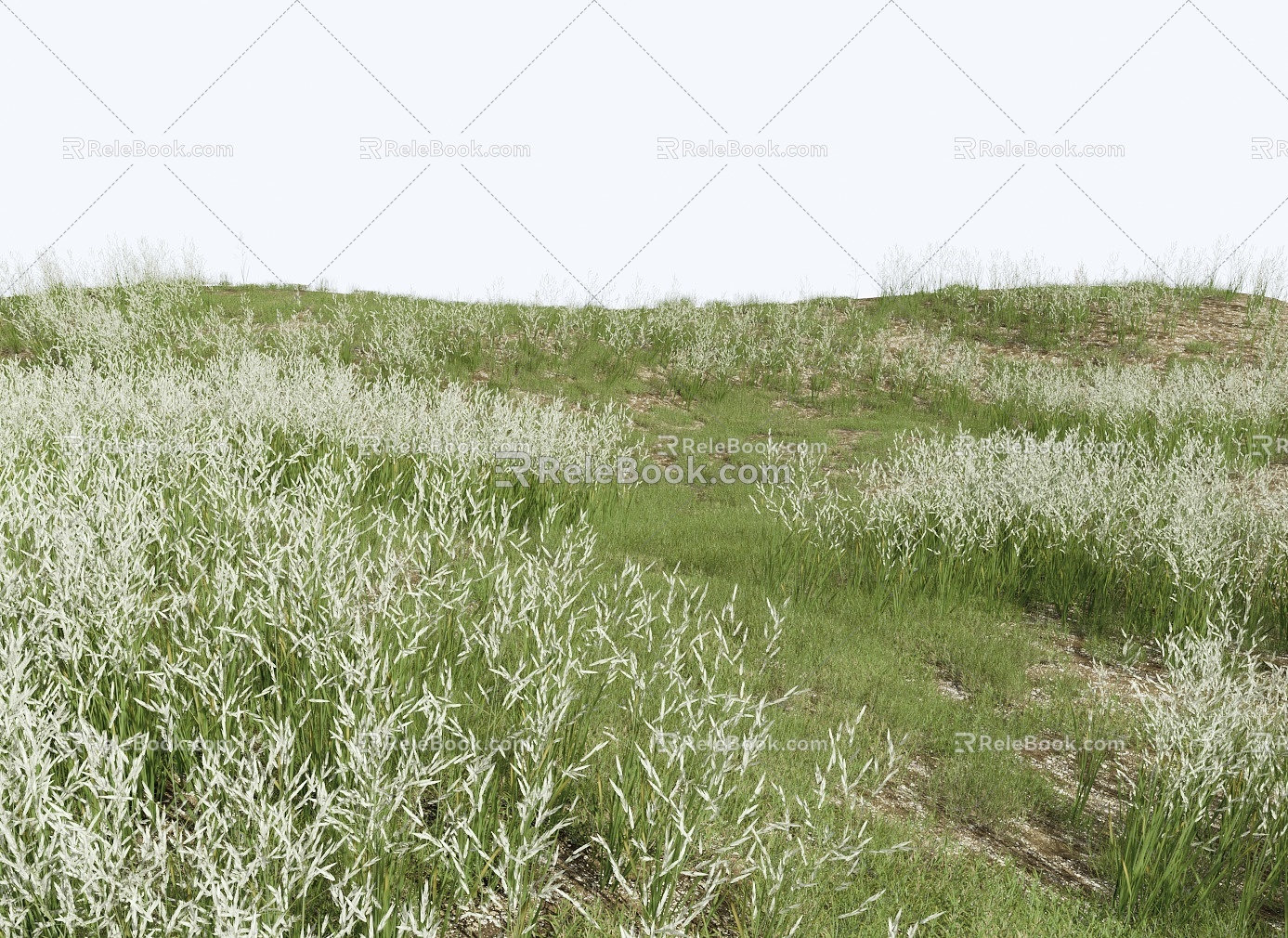 Modern Grassland Shrub Grass Green Plant Shrub Plant Pile Landscape Tree 3d model