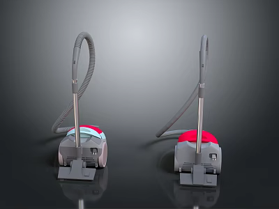 Two Modern Vacuum Cleaners With Red And Blue Stylish Design For Home Use 3d model