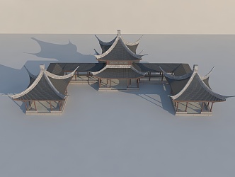 Chinese-style pavilion, ancient building and corridor pavilion 3d model