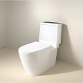 White Modern Ceramic Toilet With Sleek Clean Design In Home Bathroom Space