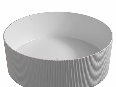 Modern White Round Bathtub With Vertical Ribbed Texture Design 3d model