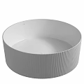 Modern White Round Bathtub With Vertical Ribbed Texture Design