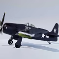 Dark Combat Fighter Jet Equipped With Propeller And Star Insignias